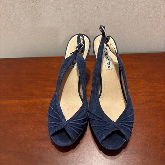 Steve Madden Pursue Suede Leather Slingback Heels in Blue Size 8 - Picture 3 of 12